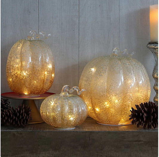 Member's Mark Set of 3 Pre-Lit Glass Pumpkins