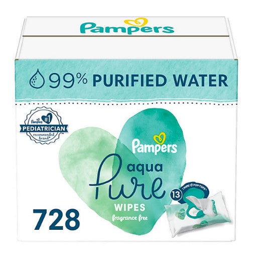 Pampers Aqua Pure Sensitive Baby Wipes, 13 Packs (728 ct.)