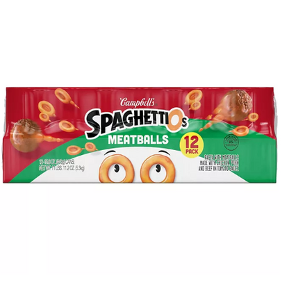 Campbell's SpaghettiOs Canned Pasta with Meatballs (15.6 oz., 12 pk.)