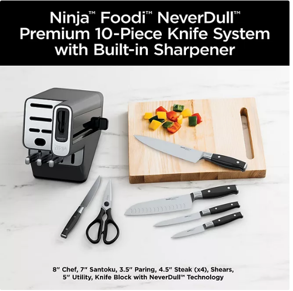 Ninja Foodi NeverDull Premium 10pc German Stainless Steel Knife System with Built-in Sharpener