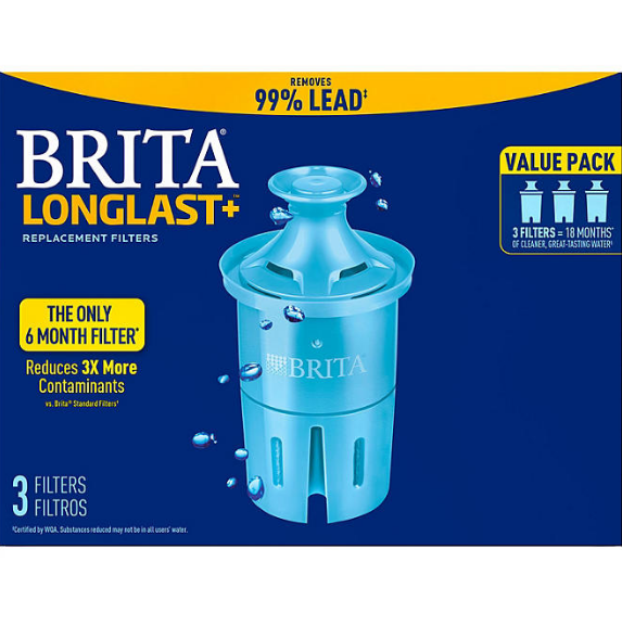 Brita Longlast+ Water Filter, Longlast+ Replacement Filters for Pitcher and Dispensers, 3 Count