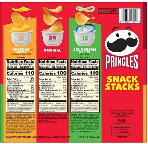 Pringles Potato Crisps Chips, Variety Pack, Snacks Stacks (33.8 oz. box, 48 ct.)