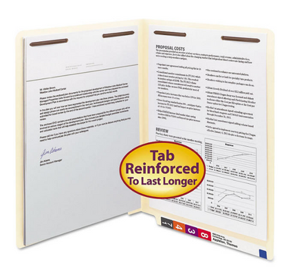 Smead Reinforced Straight End Tab Two Fastener Heavyweight File Folder, Manila (Letter, 50ct.)