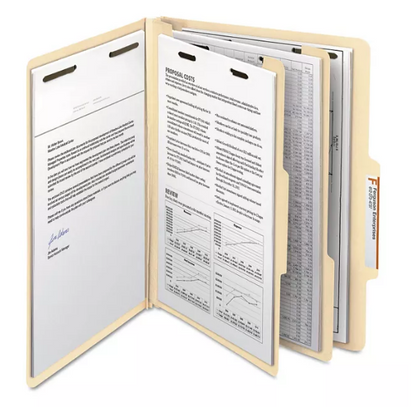 Smead 2/5 Cut Tab Six-Section Classification Folders with Divider, Manila (Letter, 10ct.)