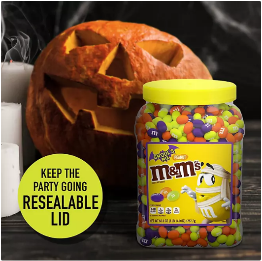 M&M'S Peanut Ghoul's Mix Bulk Chocolate Halloween Candy Resealable Jar (62 oz.)