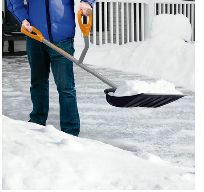 Ergie Shovel ERG-SNSH18 Steel Shaft Impact Resistant Snow Shovel, 18-Inch Shovel, 48-Inch Shaft, Push/Scoop Combination Blade