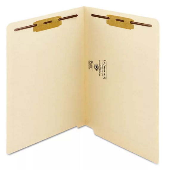 Smead Reinforced Straight End Tab Two Fastener Heavyweight File Folder, Manila (Letter, 50ct.)