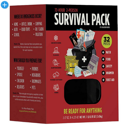 Augason Farms 72-Hour 2-Person Survival Pack with Food, Water, and Gear