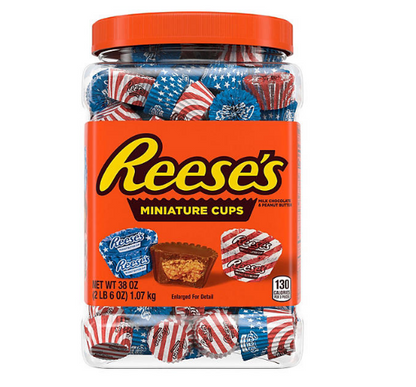 REESE'S Red, White and Blue Miniatures Milk Chocolate Peanut Butter Cups Candy, Bulk Jar (38 oz.)