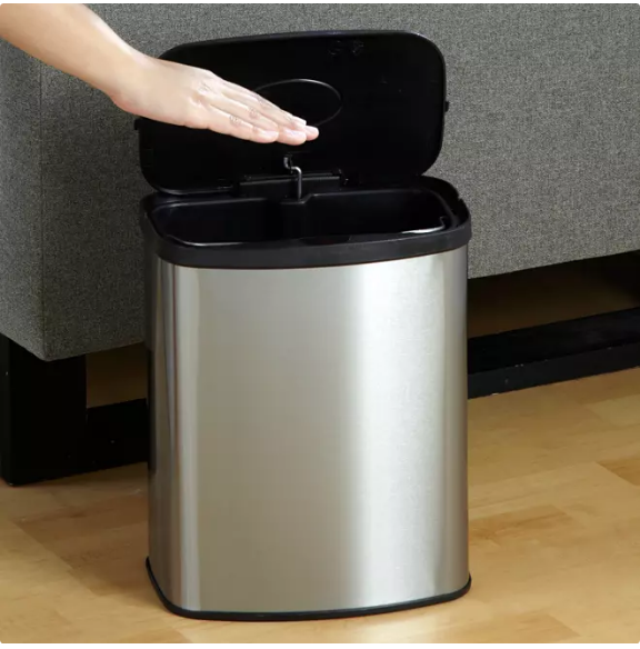 Nine Stars Stainless Steel Sensor Trash Can Set - 13.2 gal. / 2.1 gal.