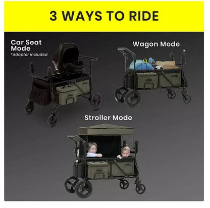 Jeep Deluxe Wrangler Stroller Wagon + Accessories (Black/Green)