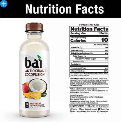 Bai Cocofusions Variety Pack, Antioxidant Infused Beverage (18 fl. oz., 15 pk.)