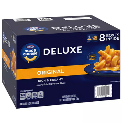 Kraft Deluxe Original Cheddar Macaroni and Cheese Dinner (14 oz., 8 pk.)