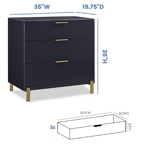 Delta Children Hendrix 3-Drawer Dresser (Choose Your Color)