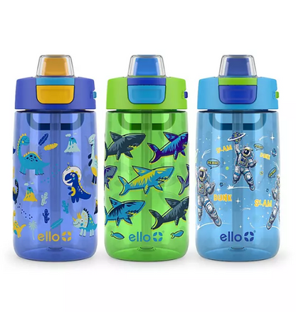 Ello Kids Colby 14-oz. Tritan Plastic Water Bottle, 3-Pack (Assorted Colors)