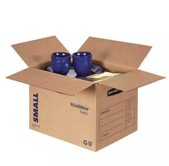 Bankers Box SmoothMove Basic Small Moving Boxes, Kraft/Black (16 1/2 x 12 1/4 x 12 5/8, 25ct.)