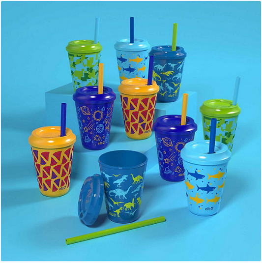 Ello Kids 12-Ounce Color Changing Tumblers with Lids and Straws, 10 Pack (Assorted Colors)