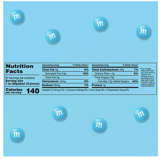 M&M’S Milk Chocolate Light Blue Bulk Candy in Resealable Pack (3.5 lbs.)