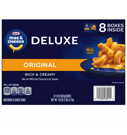 Kraft Deluxe Original Cheddar Macaroni and Cheese Dinner (14 oz., 8 pk.)