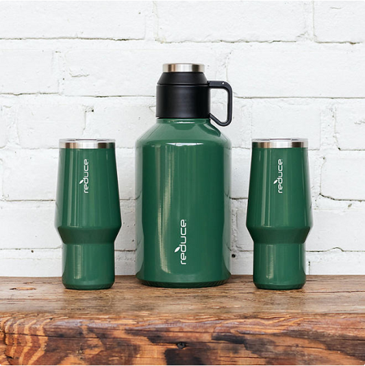 Reduce Craft Growler Set - 3 Piece Set with 17 oz Craft Tumblers