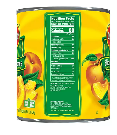 Del Monte Lite Sliced Peaches (105 oz.)