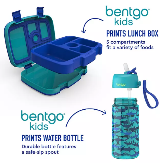 Bentgo Kids Prints Lunch Box & Water Bottle Set (Assorted Color