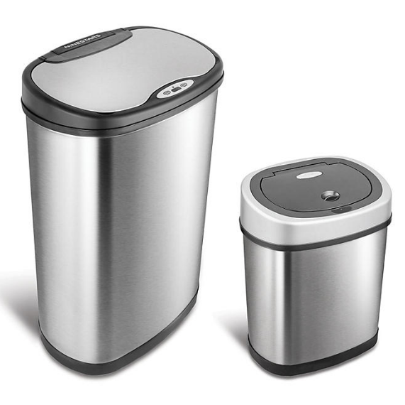 Nine Stars Sensor Trash Cans, Stainless Steel (13.2 gal./3.2 gal.)