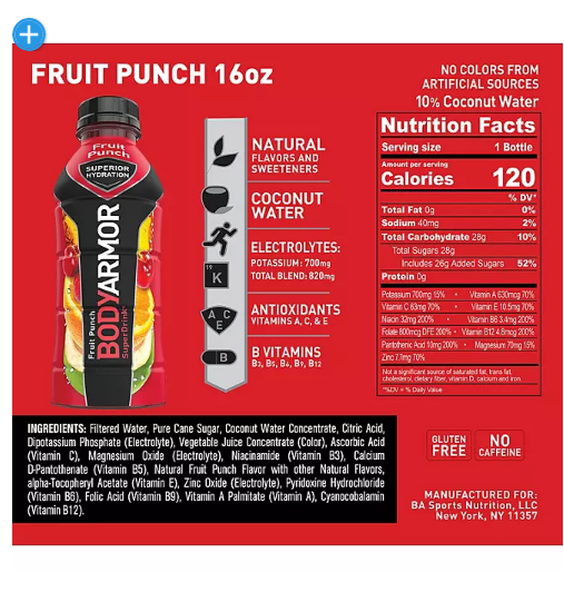 BODYARMOR Sports Drink Variety Pack (16 fl. oz., 20 pk.)