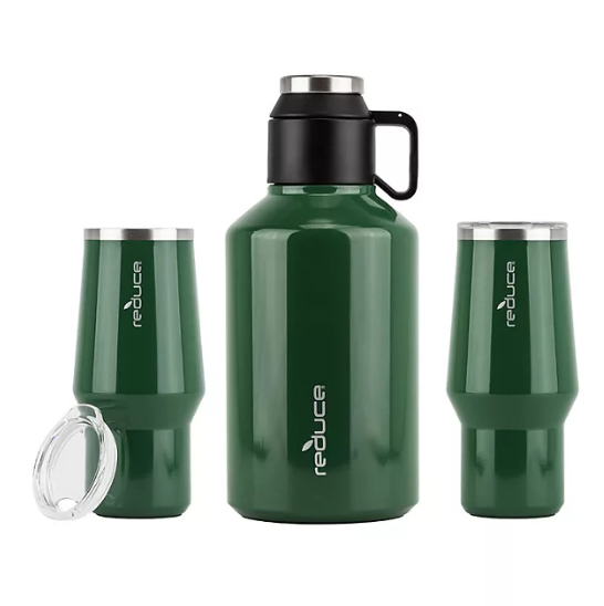 Reduce Craft Growler Set - 3 Piece Set with 17 oz Craft Tumblers