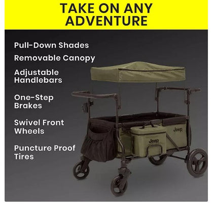 Jeep Deluxe Wrangler Stroller Wagon + Accessories (Black/Green)