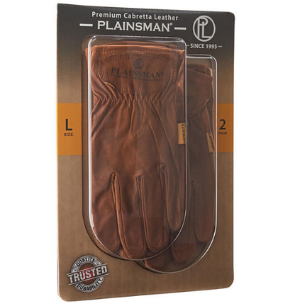 Plainsman Premium Cabretta Brown Leather Gloves - 2 Pairs