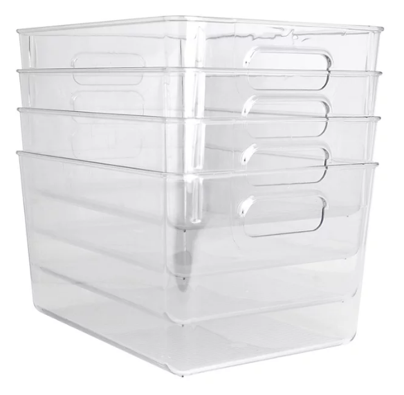 Gourmet Kitchen All-Purpose Clear Storage Pantry Bins, Set of 4