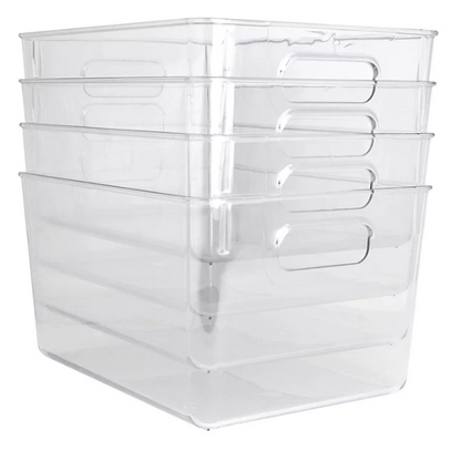 Gourmet Kitchen All-Purpose Clear Storage Pantry Bins, Set of 4