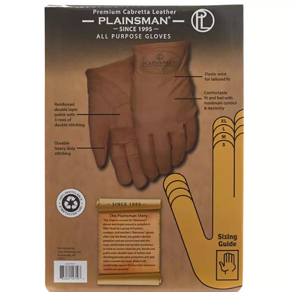 Plainsman Premium Cabretta Brown Leather Gloves - 2 Pairs