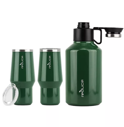 Reduce Craft Growler Set - 3 Piece Set with 17 oz Craft Tumblers