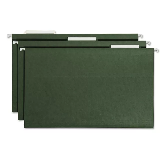 Smead 1/3 Cut Adjustable Positions Hanging File Folders, Green (Legal, 25ct.)