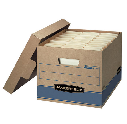 Bankers Box Heavy Duty Storage Boxes, 10" x 12" x 15" (10 Pack), Kraft Brown