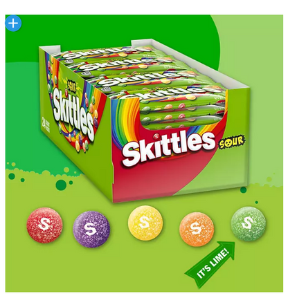 Skittles Sour Fruity Chewy Candy Full Size Bulk Pack (1.8 oz., 24 ct.)