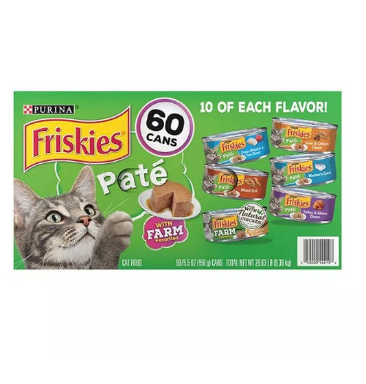 Purina Friskies Pate Wet Cat Food, Mainline Favorite Variety Pack (5.5 oz., 60 ct.)