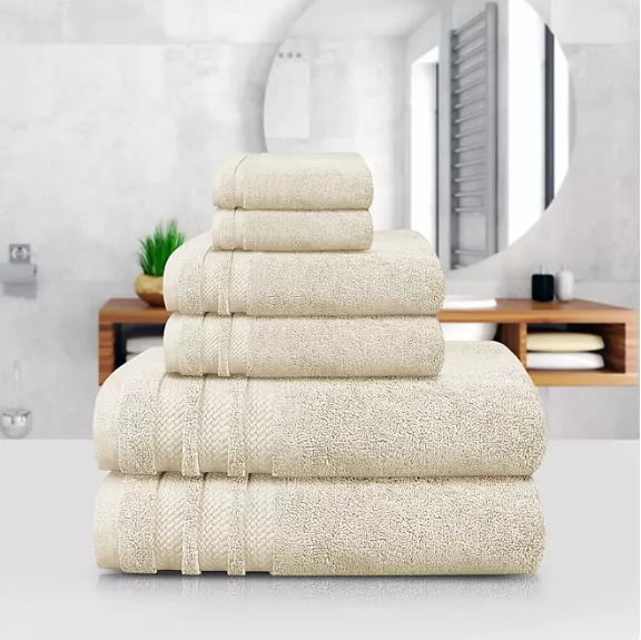 Finesse 100% Cotton 6-Piece Bath Towel Set (Assorted Colors)