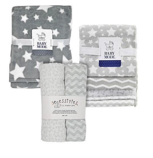 7-Piece Baby Blanket, Swaddler & Receiving Blanket Bundle (Choose Color)