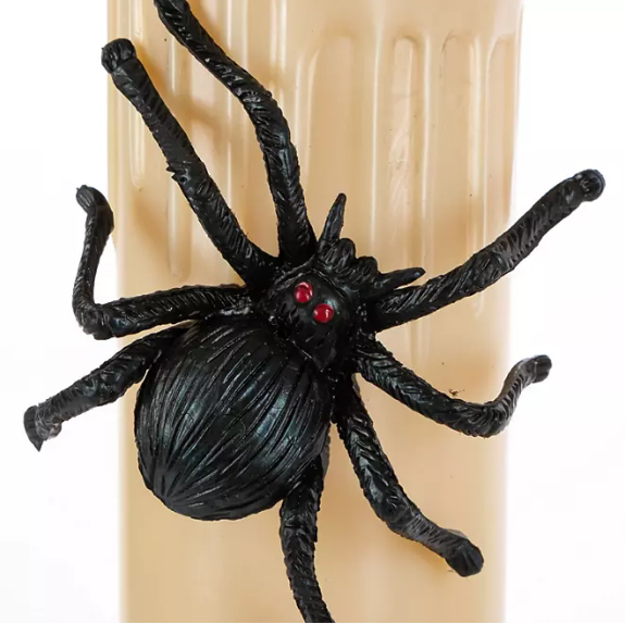 Set of 4 Pre-Lit Candles with Spiders