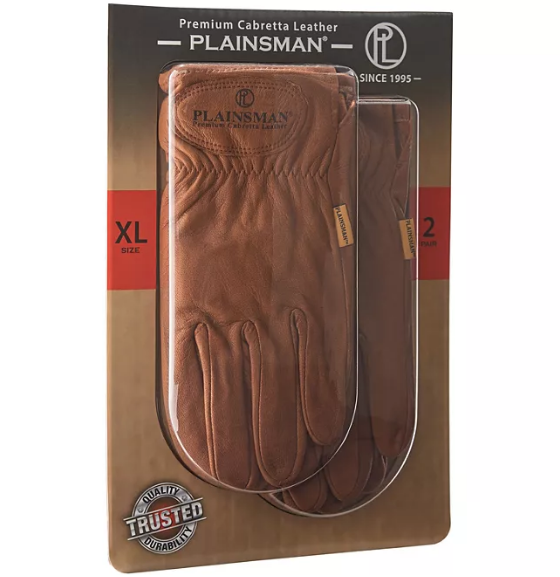 Plainsman Premium Cabretta Brown Leather Gloves - 2 Pairs