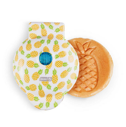 Dash Nonstick Mini Waffle Maker, White Pineapple Print