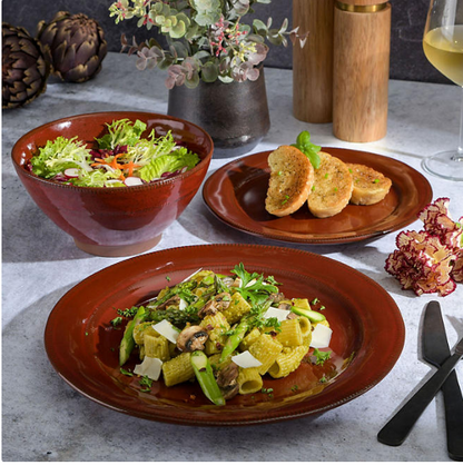 Gibson Elite 18-Piece Reactive Glaze Terracotta Dinnerware Set (Assorted Colors)