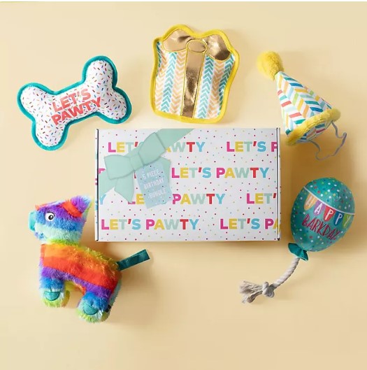 Let's Pawty Birthday Box Dog Toy Bundle, 5-Piece Set (White)