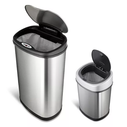 Nine Stars Sensor Trash Cans, Stainless Steel (13.2 gal./3.2 gal.)