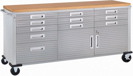 Seville Classics® UltraHD® 11-Drawer Rolling Workbench, 77" W x 20" D x 37.5" H