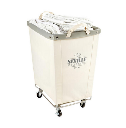 Seville Classics Commercial Heavy-Duty Canvas Laundry Hamper with Wheels