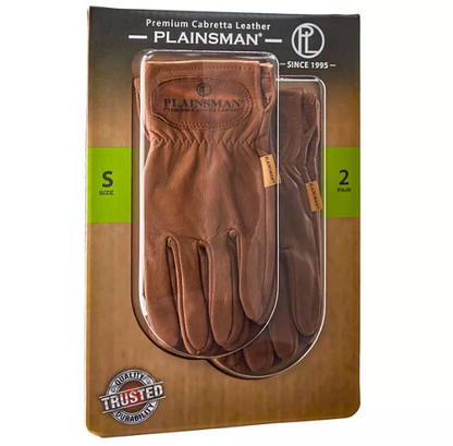 Plainsman Premium Cabretta Brown Leather Gloves - 2 Pairs